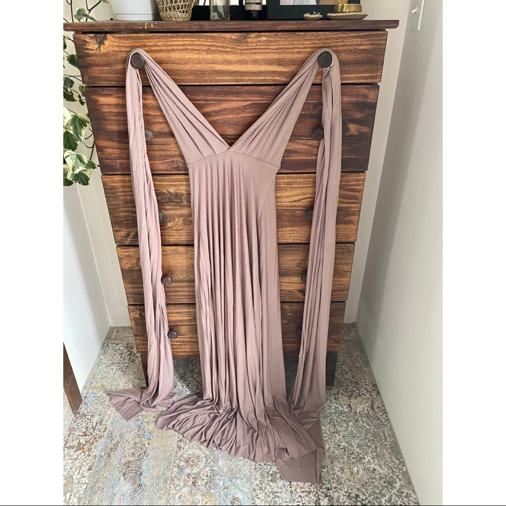 LuLu’s Tricks of the Trade Taupe Maxi Dress
